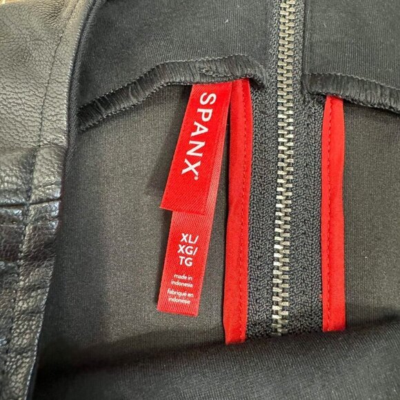 Spanx Women Leather-Like Combo Fitted Dress Sleeveless Luxe Black Size XL - Picture 8 of 14